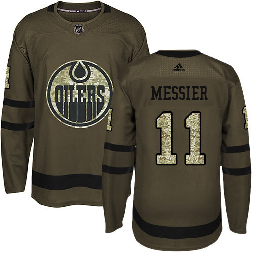 Exceptional Adidas Oilers #11 Mark Messier Green Salute to Service Stitched NHL Jersey