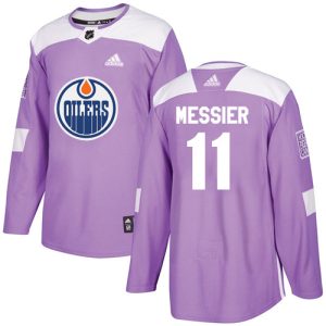 Stunning Adidas Oilers #11 Mark Messier Purple Authentic Fights Cancer Stitched NHL Jersey