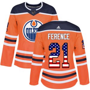 First - rate Adidas Oilers #21 Andrew Ference Orange Home Authentic USA Flag Women's Stitched NHL Jersey
