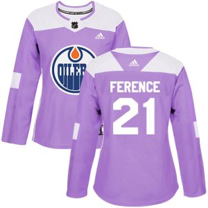 Splendid Adidas Oilers #21 Andrew Ference Purple Authentic Fights Cancer Women's Stitched NHL Jersey