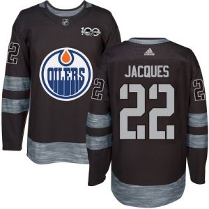 Stunning Adidas Oilers #22 Jean Francois Jacques Black 1917 2017 100th Anniversary Stitched NHL Jersey
