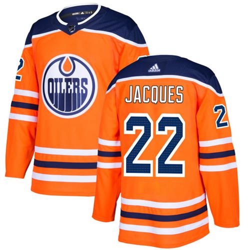 Exceptional Adidas Oilers #22 Jean Francois Jacques Orange Home Authentic Stitched NHL Jersey