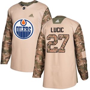 Gorgeous Adidas Oilers #27 Milan Lucic Camo Authentic 2017 Veterans Day Stitched NHL Jersey