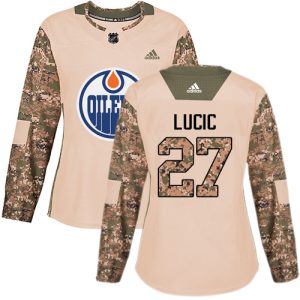 First - rate Adidas Oilers #27 Milan Lucic Camo Authentic 2017 Veterans Day Women's Stitched NHL Jersey