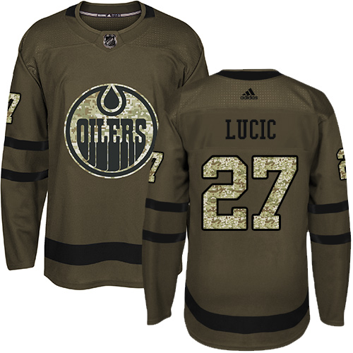 Superior Adidas Oilers #27 Milan Lucic Green Salute to Service Stitched NHL Jersey