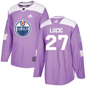 Gorgeous Adidas Oilers #27 Milan Lucic Purple Authentic Fights Cancer Stitched NHL Jersey