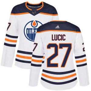 First - rate Adidas Oilers #27 Milan Lucic White Road Authentic Women's Stitched NHL Jersey
