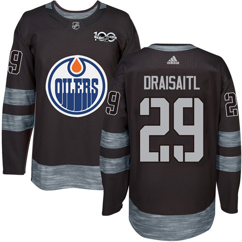 Splendid Adidas Oilers #29 Leon Draisaitl Black 1917 2017 100th Anniversary Stitched NHL Jersey