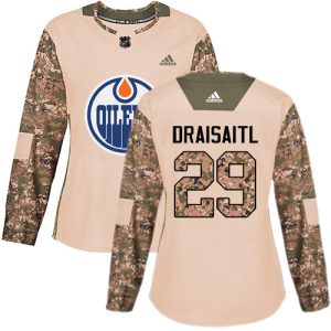 Splendid Adidas Oilers #29 Leon Draisaitl Camo Authentic 2017 Veterans Day Women's Stitched NHL Jersey