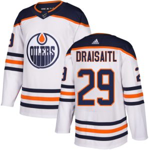 Premium Adidas Oilers #29 Leon Draisaitl White Road Authentic Stitched Youth NHL Jersey