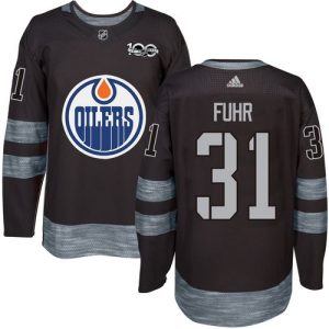 First - rate Adidas Oilers #31 Grant Fuhr Black 1917 2017 100th Anniversary Stitched NHL Jersey