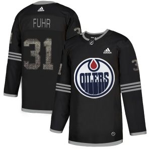 First - rate Adidas Oilers #31 Grant Fuhr Black Authentic Classic Stitched NHL Jersey