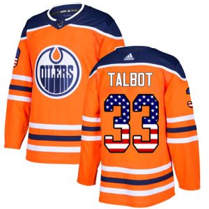 First - rate Adidas Oilers #33 Cam Talbot Orange Home Authentic USA Flag Stitched NHL Jersey