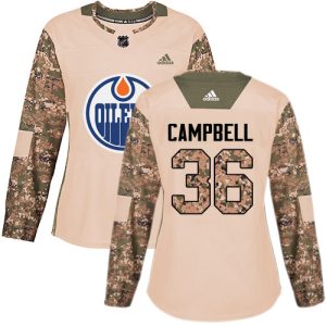 Magnificent Adidas Oilers #36 Jack Campbell Camo Authentic 2017 Veterans Day Women's Stitched NHL Jersey