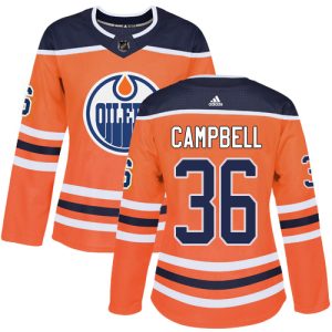 Superior Adidas Oilers #36 Jack Campbell Orange Home Authentic Women's Stitched NHL Jersey