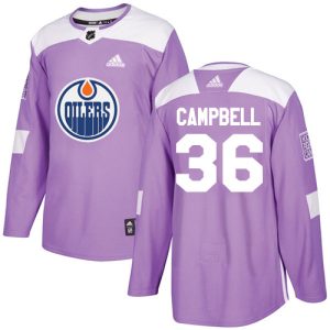 Splendid Adidas Oilers #36 Jack Campbell Purple Authentic Fights Cancer Stitched Youth NHL Jersey
