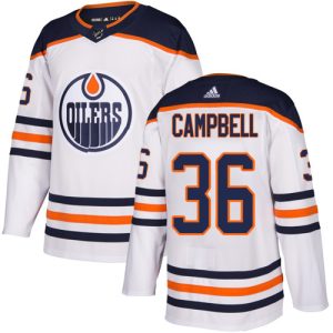 Premium Adidas Oilers #36 Jack Campbell White Road Authentic Stitched NHL Jersey