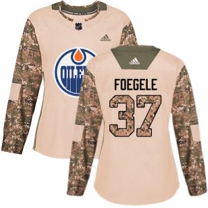 Exquisite Adidas Oilers #37 Warren Foegele Camo Authentic 2017 Veterans Day Women's Stitched NHL Jersey