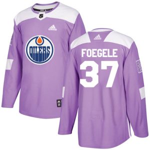 Gorgeous Adidas Oilers #37 Warren Foegele Purple Authentic Fights Cancer Stitched NHL Jersey