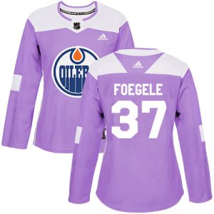Exceptional Adidas Oilers #37 Warren Foegele Purple Authentic Fights Cancer Women's Stitched NHL Jersey