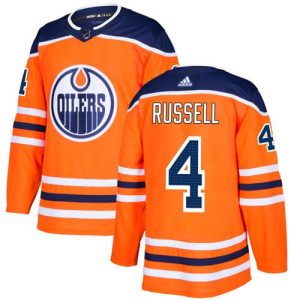 First - rate Adidas Oilers #4 Kris Russell Orange Home Authentic Stitched NHL Jersey