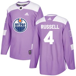 Outstanding Adidas Oilers #4 Kris Russell Purple Authentic Fights Cancer Stitched NHL Jersey
