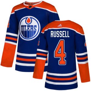 Exquisite Adidas Oilers #4 Kris Russell Royal Blue Alternate Authentic Stitched NHL Jersey