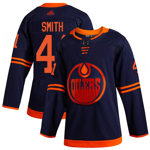 Exceptional Adidas Oilers #41 Mike Smith Navy Alternate Authentic Stitched NHL Jersey