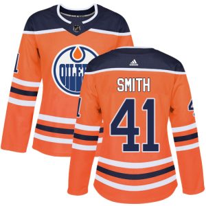 Outstanding Adidas Oilers #41 Mike Smith Orange Home Authentic Women's Stitched NHL Jersey
