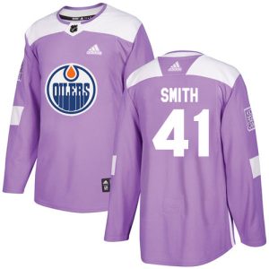 Exquisite Adidas Oilers #41 Mike Smith Purple Authentic Fights Cancer Stitched Youth NHL Jersey