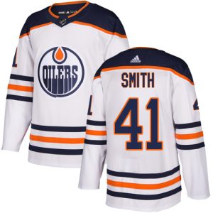 Splendid Adidas Oilers #41 Mike Smith White Road Authentic Stitched Youth NHL Jersey