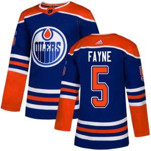Stunning Adidas Oilers #5 Mark Fayne Royal Blue Alternate Authentic Stitched NHL Jersey