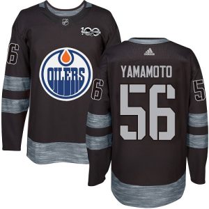 Stunning Adidas Oilers #56 Kailer Yamamoto Black 1917 2017 100th Anniversary Stitched NHL Jersey