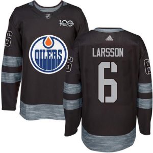 Premium Adidas Oilers #6 Adam Larsson Black 1917 2017 100th Anniversary Stitched NHL Jersey