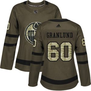 Exceptional Adidas Oilers #60 Markus Granlund Green Salute to Service Women's Stitched NHL Jersey