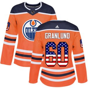First - rate Adidas Oilers #60 Markus Granlund Orange Home Authentic USA Flag Women's Stitched NHL Jersey