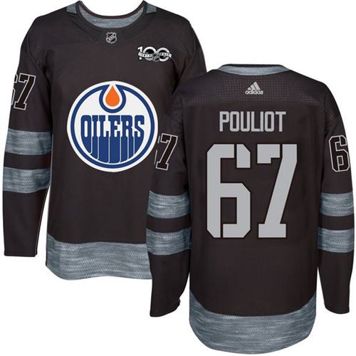 Stunning Adidas Oilers #67 Benoit Pouliot Black 1917 2017 100th Anniversary Stitched NHL Jersey
