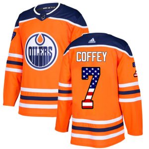 Superior Adidas Oilers #7 Paul Coffey Orange Home Authentic USA Flag Stitched NHL Jersey