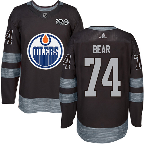 Splendid Adidas Oilers #74 Ethan Bear Black 1917 2017 100th Anniversary Stitched NHL Jersey