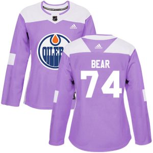 Magnificent Adidas Oilers #74 Ethan Bear Purple Authentic Fights Cancer Women's Stitched NHL Jersey