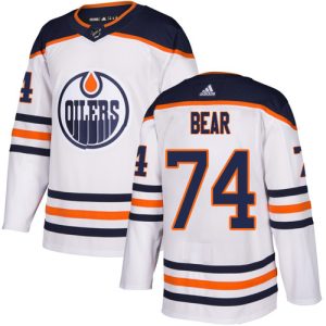 Exceptional Adidas Oilers #74 Ethan Bear White Road Authentic Stitched NHL Jersey