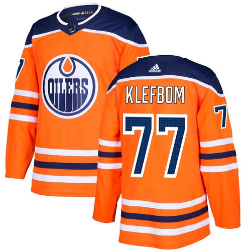 First - rate Adidas Oilers #77 Oscar Klefbom Orange Home Authentic Stitched NHL Jersey