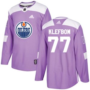 Exquisite Adidas Oilers #77 Oscar Klefbom Purple Authentic Fights Cancer Stitched NHL Jersey
