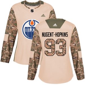 Outstanding Adidas Oilers #93 Ryan Nugent Hopkins Camo Authentic 2017 Veterans Day Women's Stitched NHL Jersey
