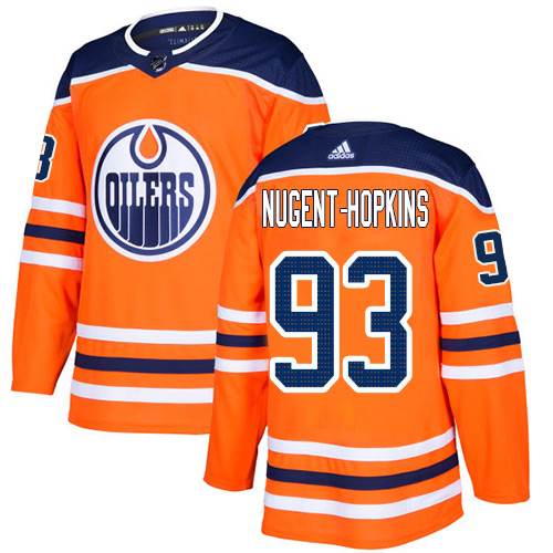 Superior Adidas Oilers #93 Ryan Nugent Hopkins Orange Home Authentic Stitched NHL Jersey
