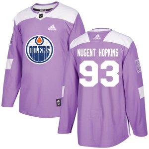 Outstanding Adidas Oilers #93 Ryan Nugent Hopkins Purple Authentic Fights Cancer Stitched Youth NHL Jersey