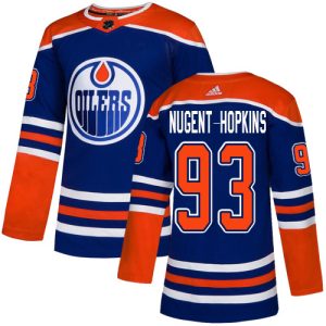 Stunning Adidas Oilers #93 Ryan Nugent Hopkins Royal Alternate Authentic Stitched NHL Jersey