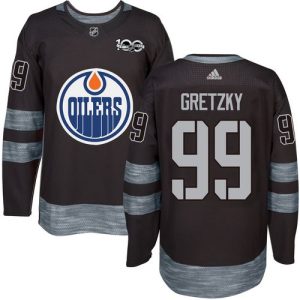Exceptional Adidas Oilers #99 Wayne Gretzky Black 1917 2017 100th Anniversary Stitched NHL Jersey