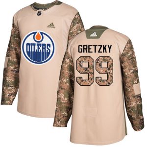 Exceptional Adidas Oilers #99 Wayne Gretzky Camo Authentic 2017 Veterans Day Stitched NHL Jersey
