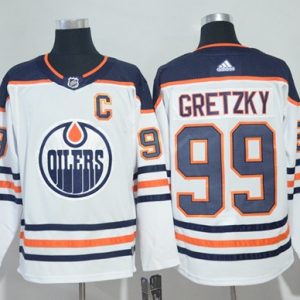 Premium Adidas Oilers #99 Wayne Gretzky White Road Authentic Stitched NHL Jersey